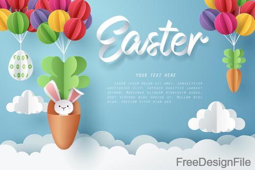 Easter background with paper decor vector