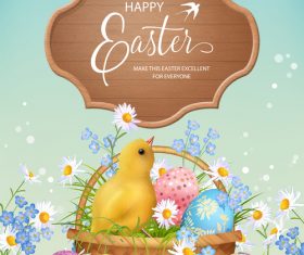 Easter background with wooden board vector 01