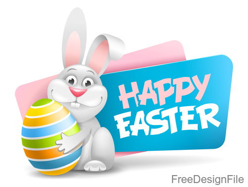 Easter banners with egg and rabbit vector