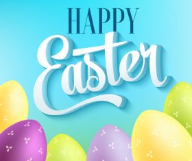 Easter blue background with easter egg vector