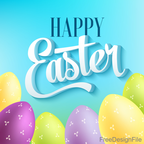 Easter blue background with easter egg vector