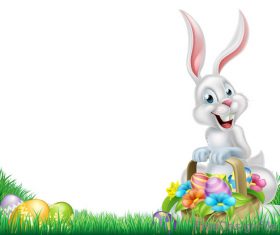 Easter bunny basket with white background vector