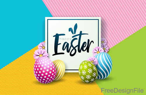 Easter card design with colored background vector