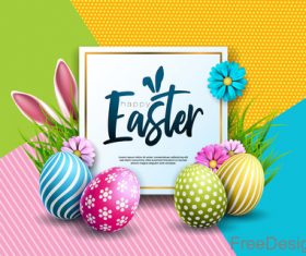 Easter card design with colored background vector 02