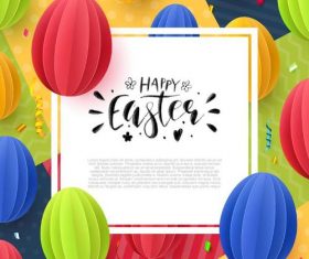 Easter card with colored paper balloons vector