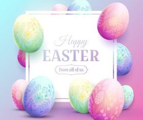 Easter card with egg and colored background vector