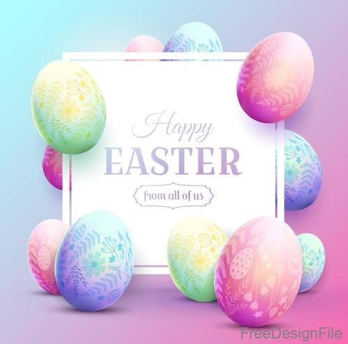 Easter card with egg and colored background vector