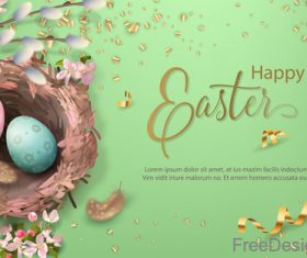 Easter card with golden confetti design vector