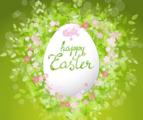 Easter card with green leaves background vector 01