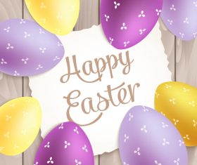 Easter card with wood wall background vector
