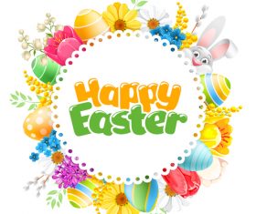 Easter circle card design vector 01