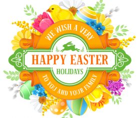 Easter circle card design vector 02