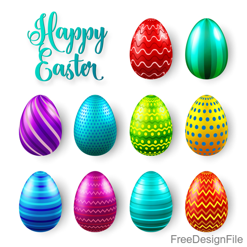 Easter egg colorful vector material 01