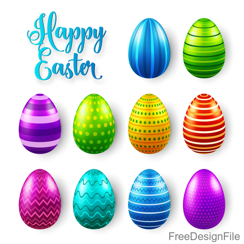Easter egg colorful vector material 07