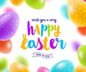 Easter egg frame with blurs background vector