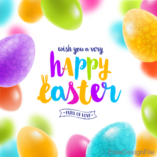 Easter egg frame with blurs background vector