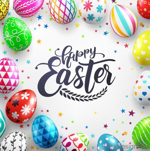 Easter egg frame with white background vector