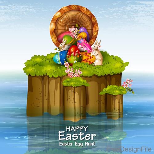 Easter egg hunt design with water vector