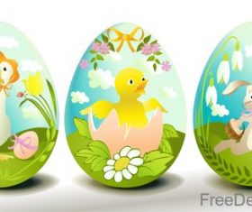 Easter egg with cute animal vector