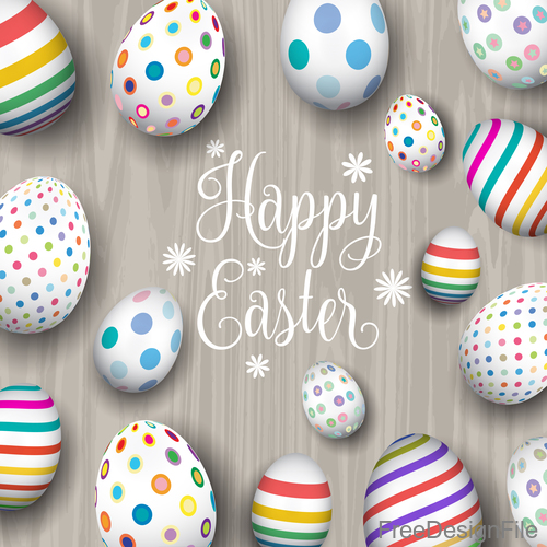 Easter egg with easter wood background vector