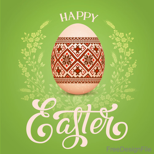 Easter egg with green background vector design