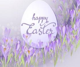 Easter egg with purple flower hand drawn vector 01