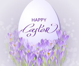 Easter egg with purple flower hand drawn vector 02