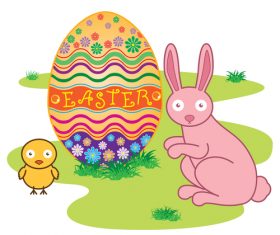 Easter egg with rabbit cartoon vectors 04