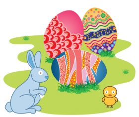 Easter egg with rabbit cartoon vectors 03