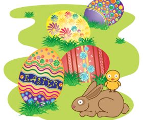 Easter egg with rabbit cartoon vectors 02
