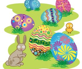 Easter egg with rabbit cartoon vectors 01