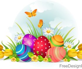 Easter egg with spring background vector