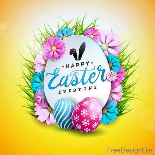 Easter egg with yellow background vector