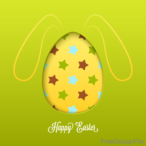 Easter egg with yellow easter background vector 01