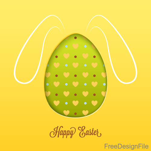 Easter egg with yellow easter background vector 02