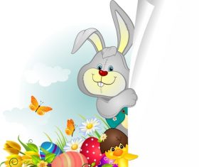Easter elements design with blank paper vector 01