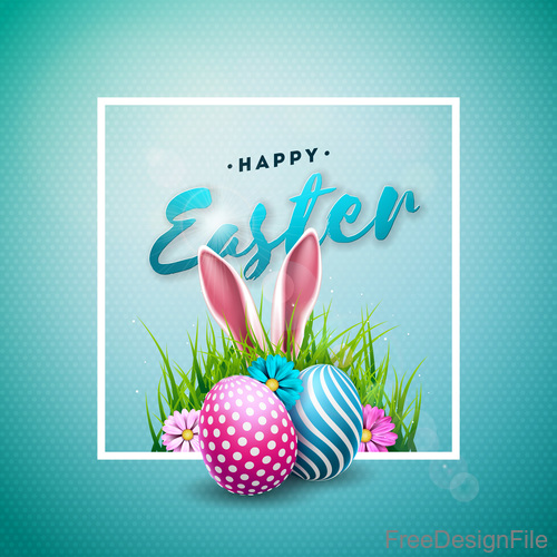 Easter frame with blurs background vector