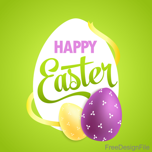 Easter green background with easter egg vector