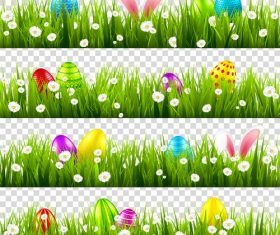 Easter green grass borders vector illustration 01