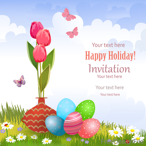 Easter holiday invitation vectors