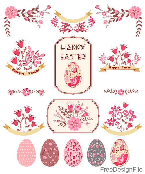 Easter labels with easter egg vector
