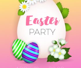 Easter party flyer template with flower vector