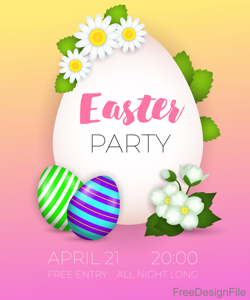 Easter party flyer template with flower vector