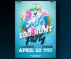 Easter party flyer with poster template vector 01