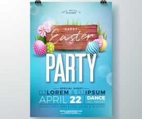 Easter party flyer with poster template vector 02