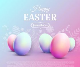 Easter pink background with colored easter egg vector