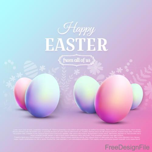 Easter pink background with colored easter egg vector