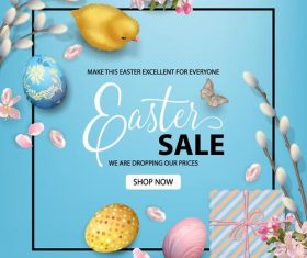Easter sale poster template vectors material