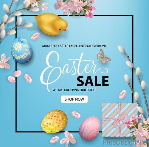 Easter sale poster template vectors material