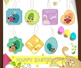 Easter tags cute design vector